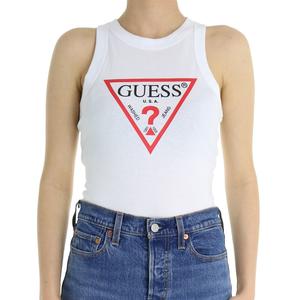CANOTTA CON STAMPA FRONTALE GUESS  BIANCO