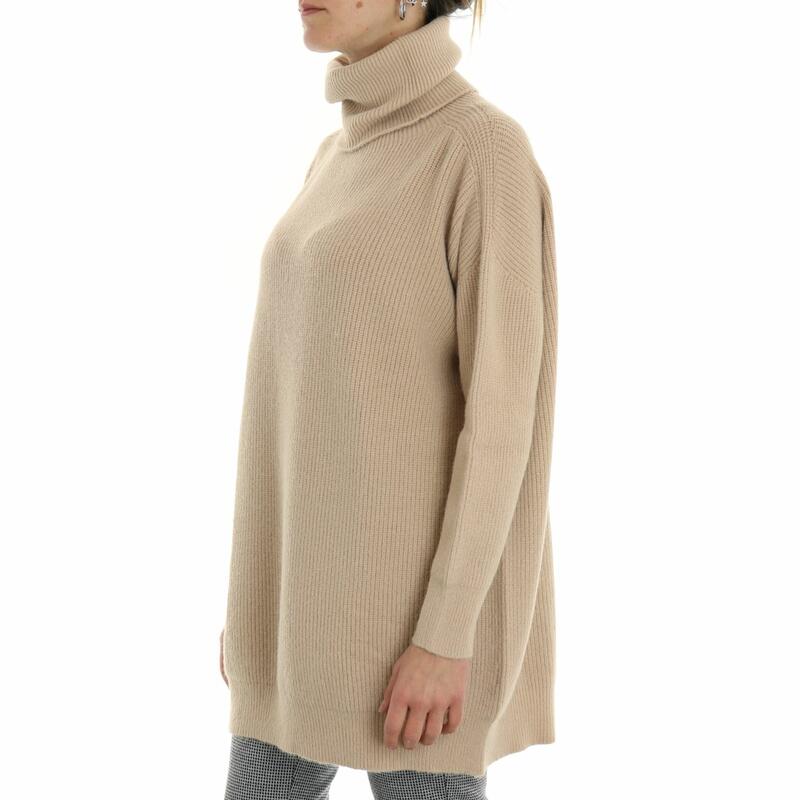Maglia maxipull con collo anello cashmere per donna colore grigio