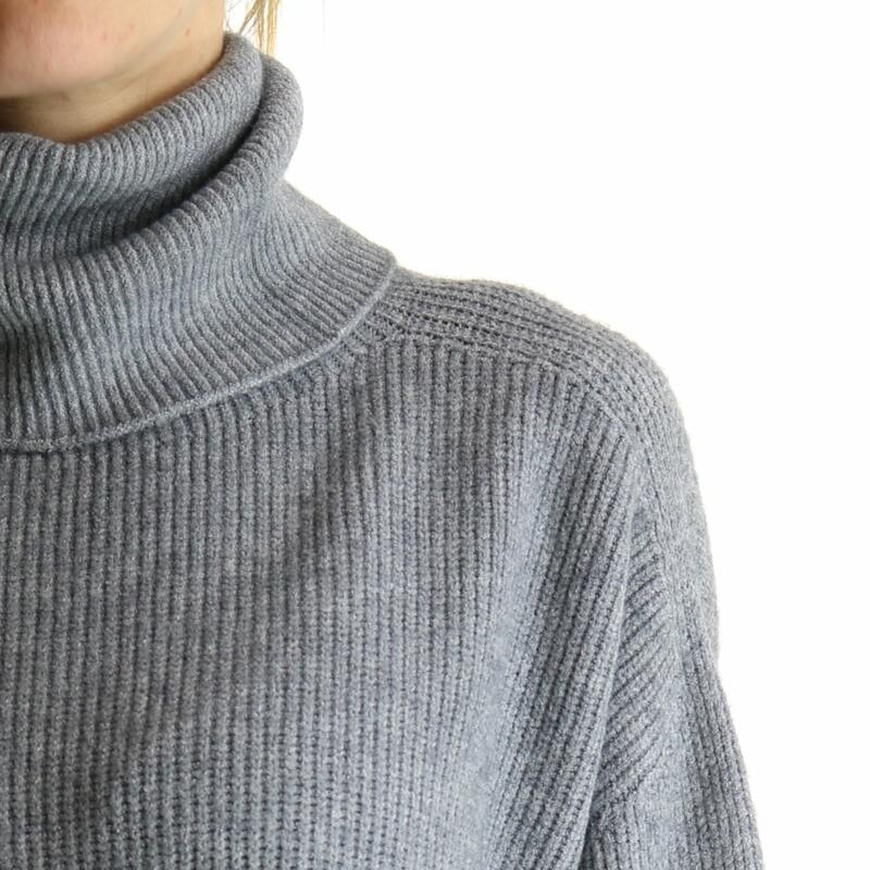 Maglione collo ad anello irregolare con borchie manica lunga moda kaki -  Pullover - Maglia - Tops